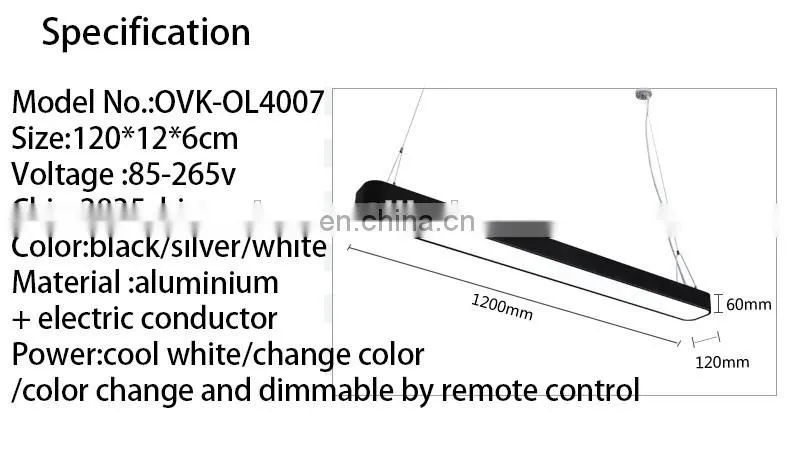 18w ip65 modern design aluminium strip led office ceiling lamp for supermarket