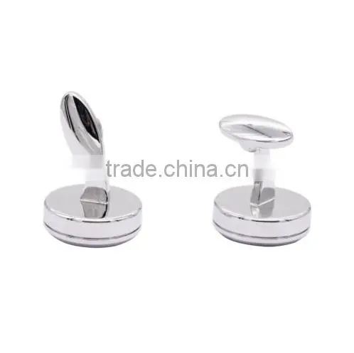 Silver Round Cuff Link Suits Shirt Tourbillon Mechanical Watch Cufflinks for Men