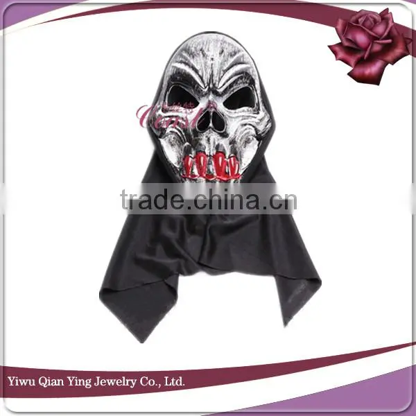 halloween plastic skull heads with cloth devil party mask