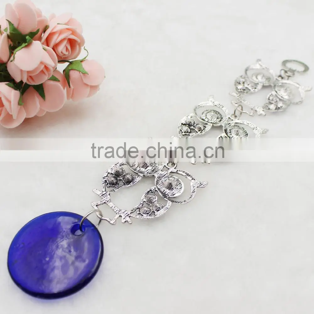 Islamic Owl Pendant Car Hanging With Glass Blue Evil Eye Beads