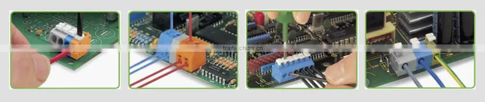 Pitch 3.81mm 300V 16A 2P-28P Spring Terminal blocks Screwless terminals