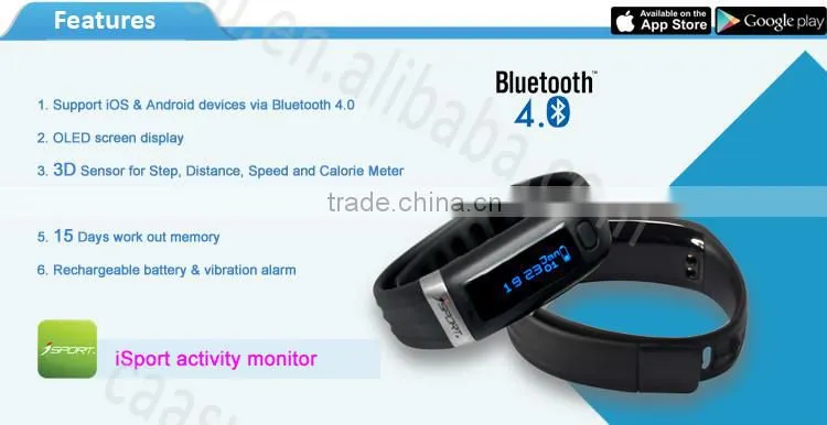For Andriod and iOS Fitness Wristband Pedometer With Bluetooth