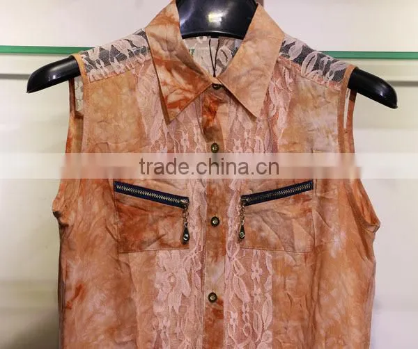 tie-dye rayon sleeveless blouse for ladies
