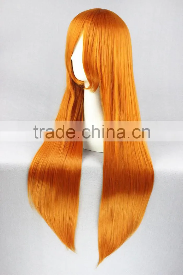 High Quality 80cm Long Straight Orange Wigs EVA Soryu Asuka Langley Cosplay Hair Wigs Synthetic Anime Wig Party Wig