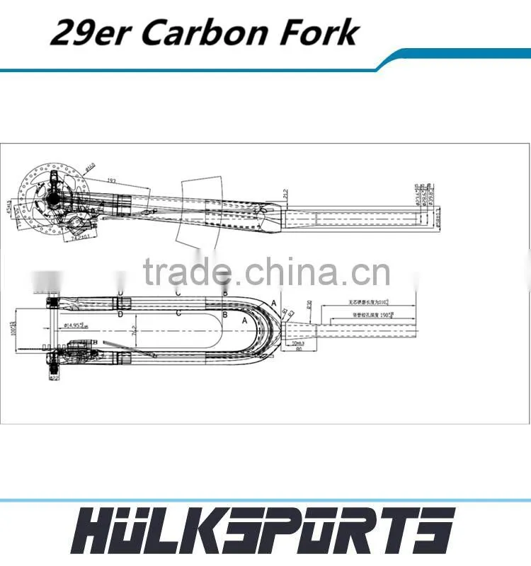 High Quality mtb bicycle front fork matt carbon mountain bike fork 3k/ud 29er carbon fork