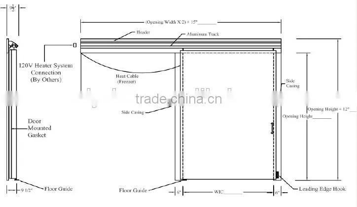 cold room sliding door with hinge, cold storage sliding door