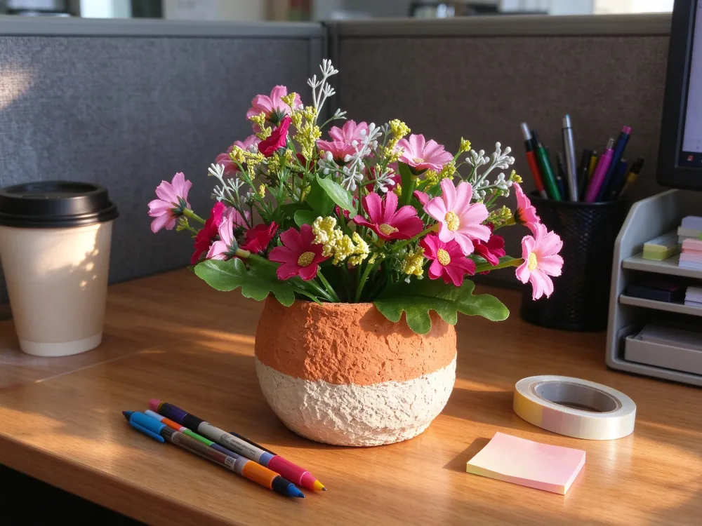 paintable-pulp-planter-orange-white-round-desk