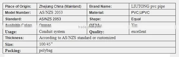 Hot Sale and Reliable Quality PVC Conduit Bends 45 Degree Orange Heavy Duty