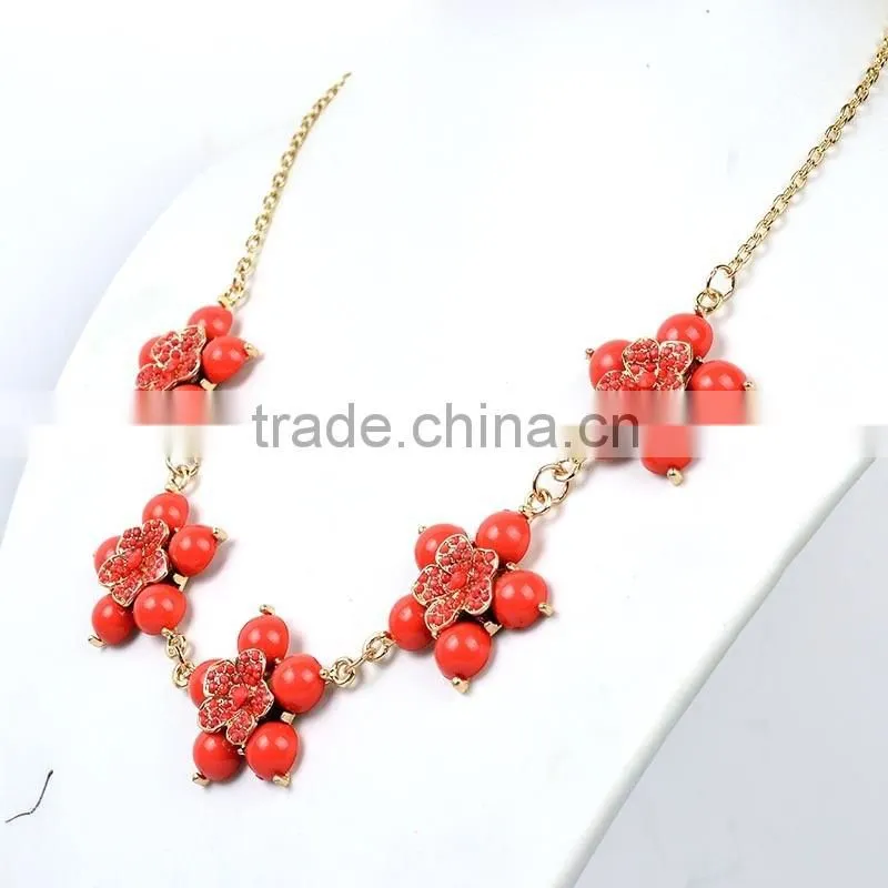 Fllower Necklace Female Colour Crystal Latest Design Beaded Necklace