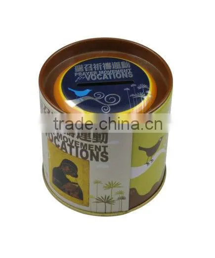 wholesale round saving money coin bank tin box