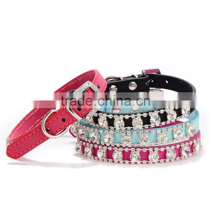 Wholesale dog pet supplies professional suede diamond pet collar