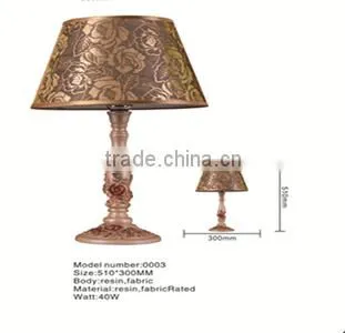 factory wholesale cheap price resin table lamp&bedside lamp with brown fabric shade