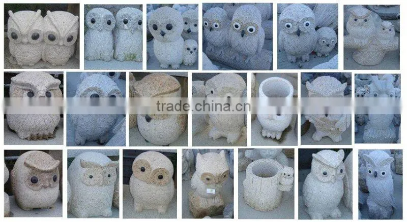 stone carving owl statues