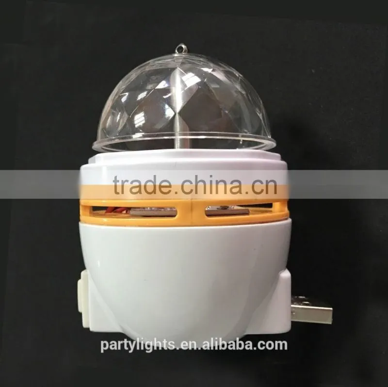 2016 Mini Plastic Led Light Bulb RGB Color Changing USB Rotating Light Disco Light