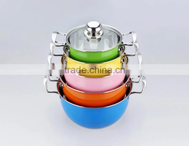10pcs stainless steel color kitchen accessories cooking pot sets as seen on tv
