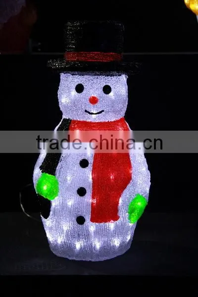Top quality holiday decoration 3D LED christmas acrylic snowman motif light