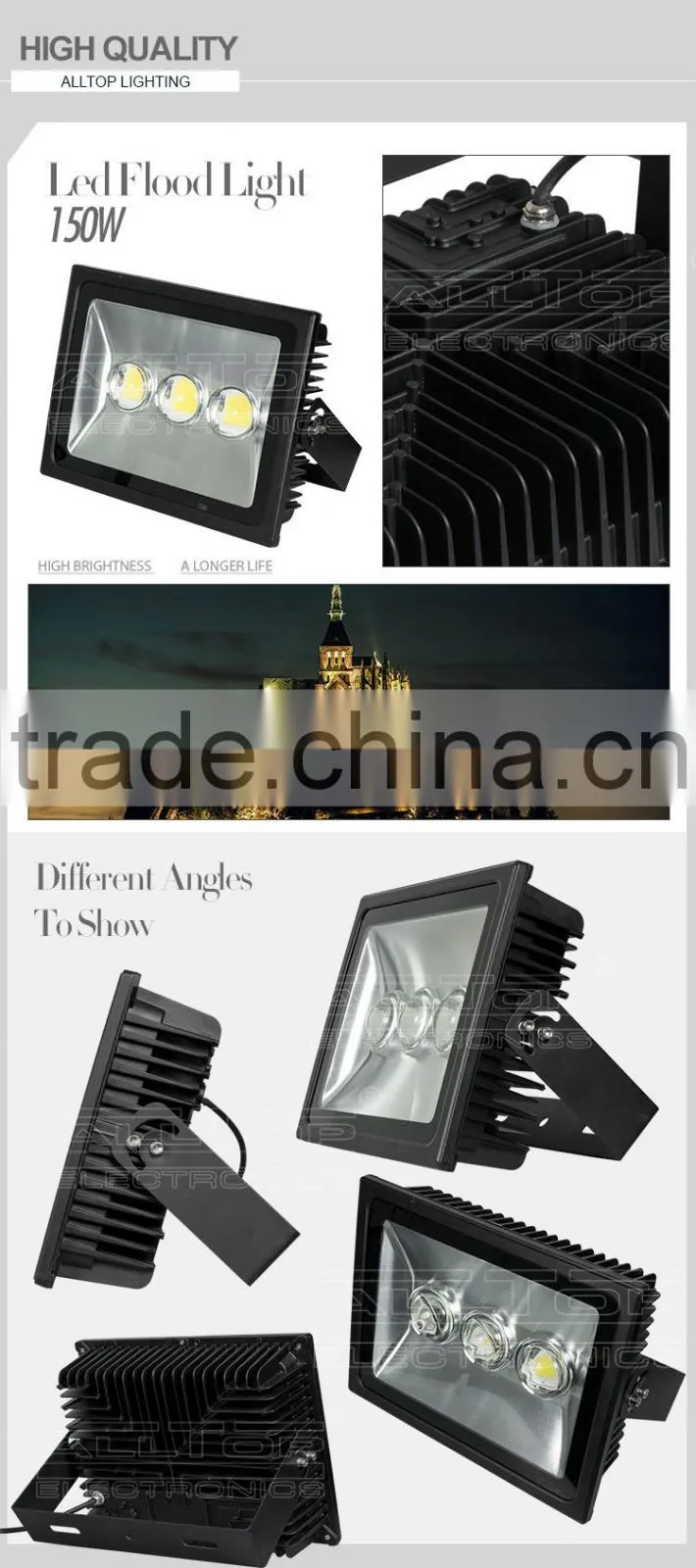 IP67 Waterproof aluminum cob 150w dmx led flood light