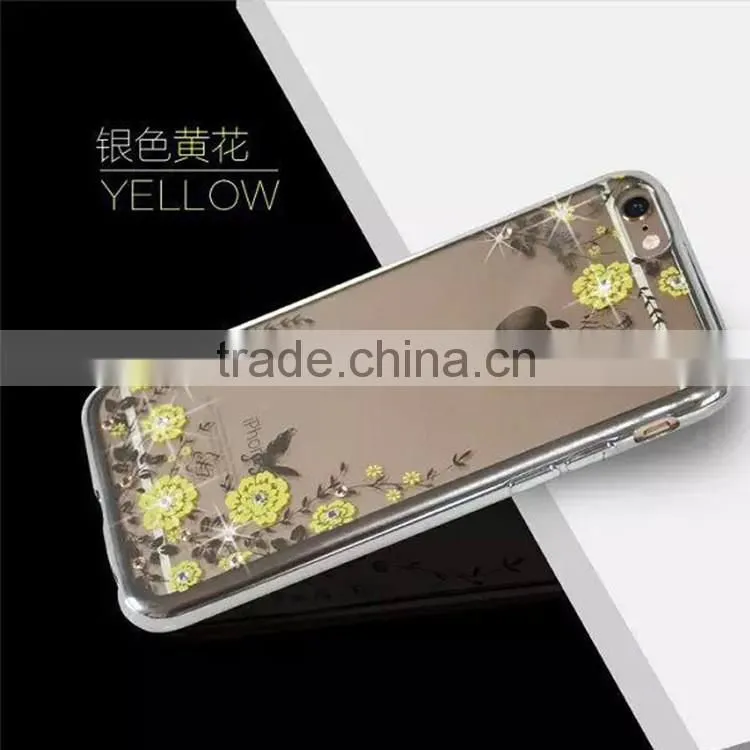 Luxury Diamond Flower Ultra-thin Clear Hard Back Case Cover For iPhone 6 6s Plus