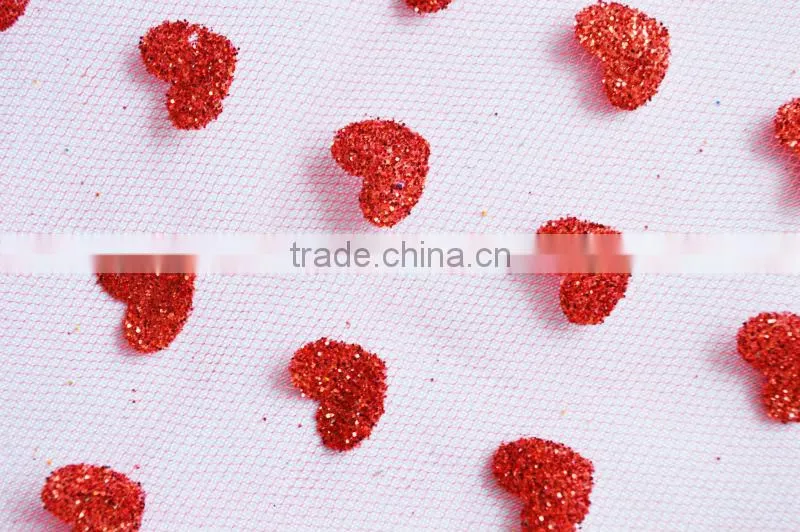 Tulle Metallic Fabric Heart Design for Dress