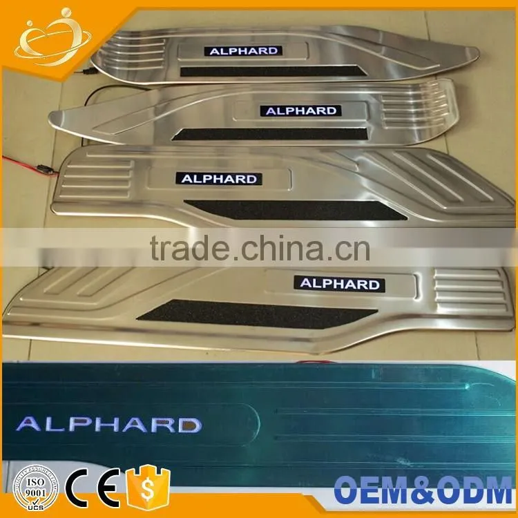 After the guard forwish,,back pedal Car LED illuminated door sill plate for prius, LED step scuff plate for TOYOTA WISH