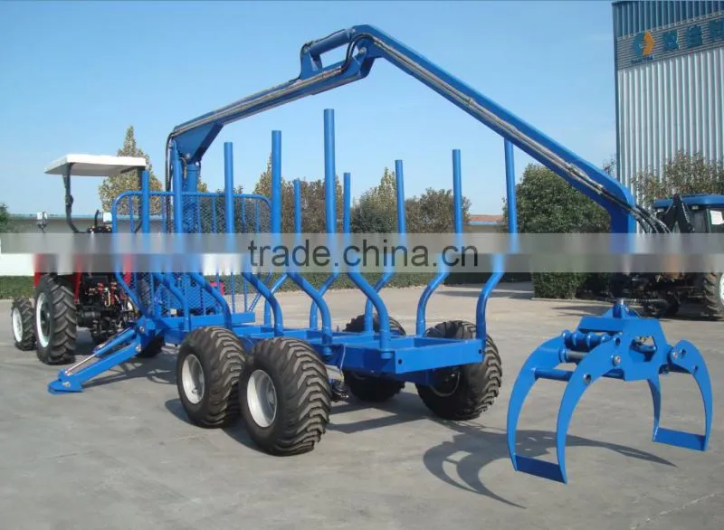 Tractor towable log trailer with crane/Hydraulic log crane