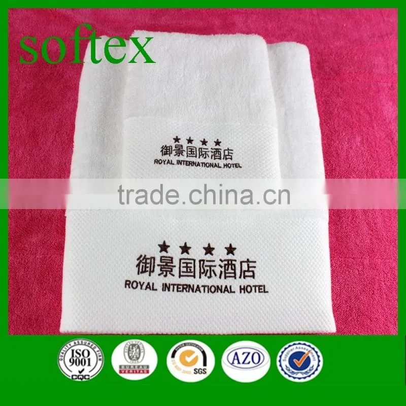 100% cotton white embroidery towel for hotel