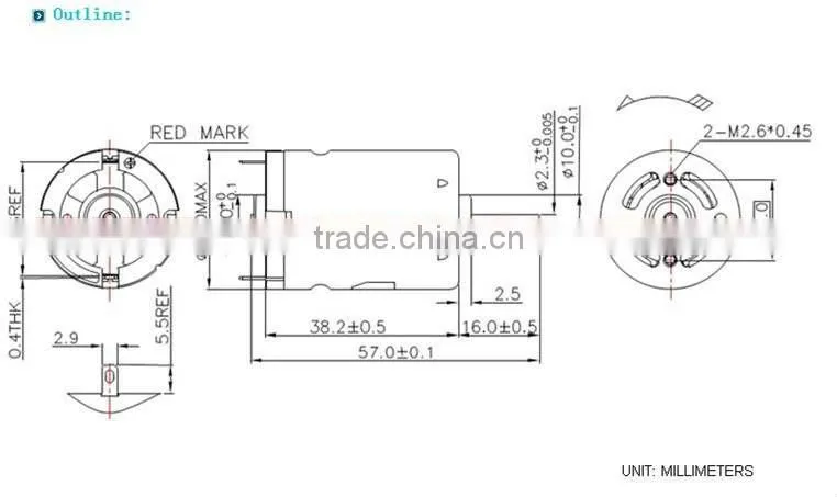 2.8V DC Motor, micro Motor with 22000rpm free-run