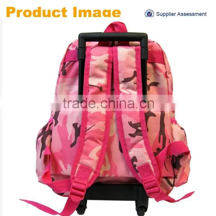 alibaba China wholesale stylish cute customized camo kids trolley school bag