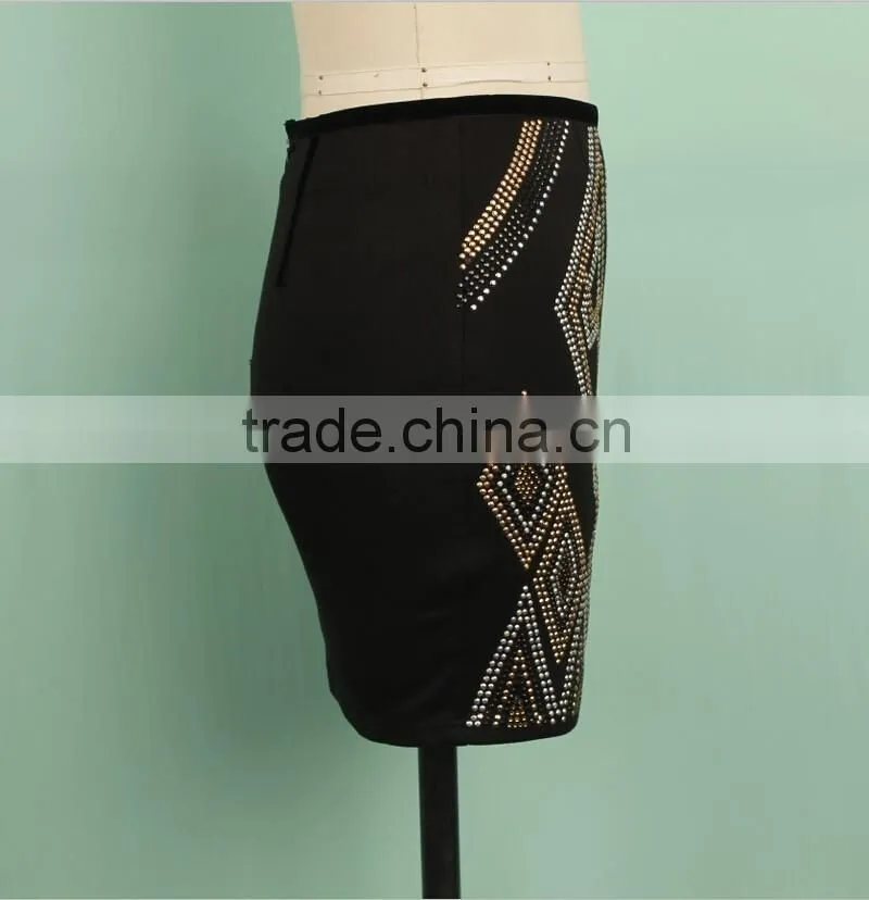 2016 Ladies formal skirt and blouse pattern beaded latest model skirt