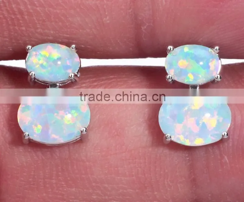 Opal Jewelry Factory !!! Wholesale Lab Created White Opal 925 Sterling Silver Teardrop Opal Earring