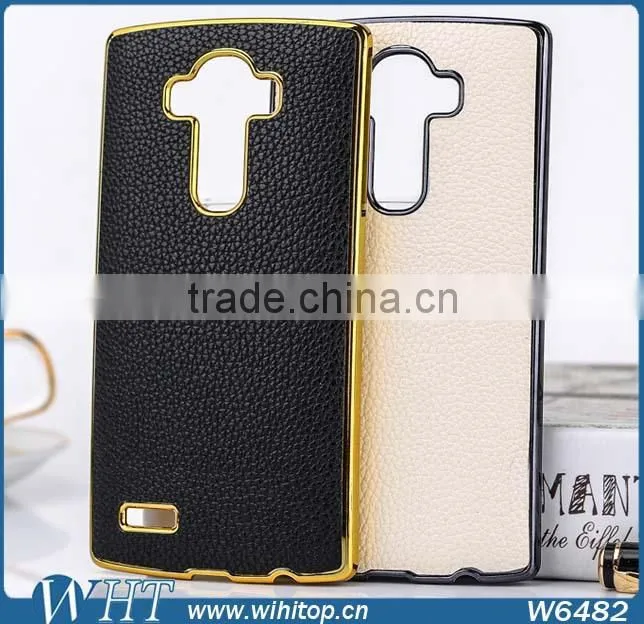 New Product Chrome Gold Side PC Leather Coated Cell Phone Case for LG G4