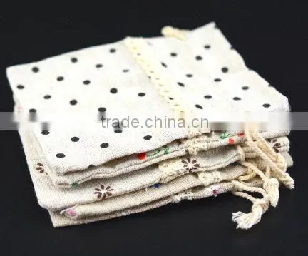 New design small flowers jute drawstrings bag china factory