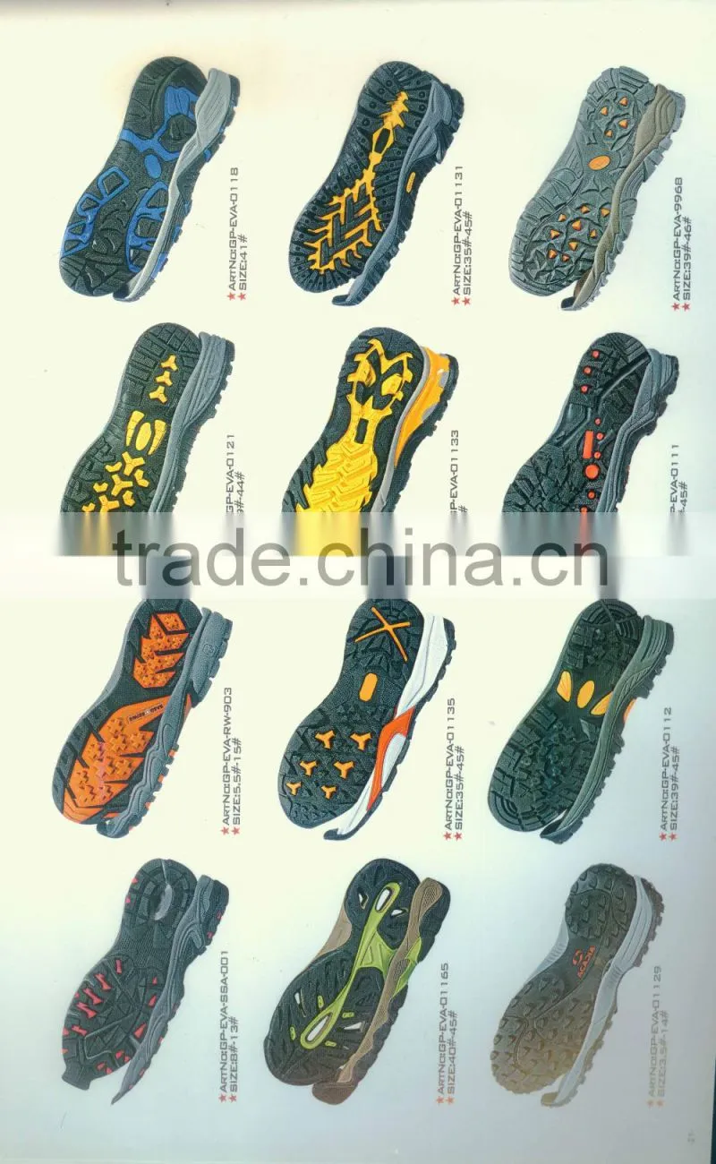 new design hiking leisure fashion pattern rubber and eva sole second hand mold