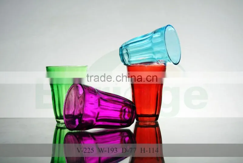 hot sale colorful rose red painted glass tea cups for drinking