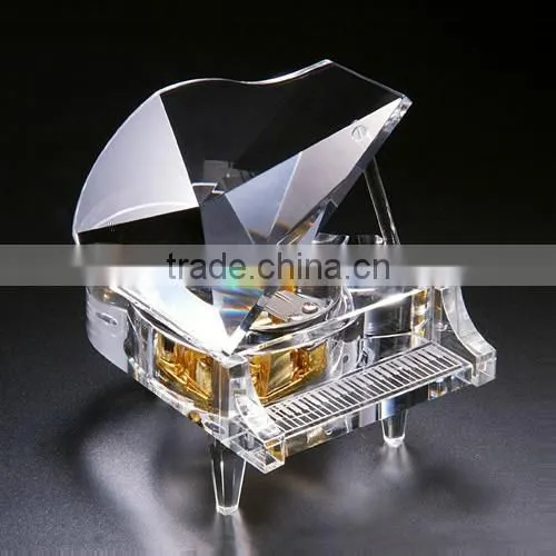 Nice Blue K9 Crystal Piano Music Box With Grade A Quality For Wholesale