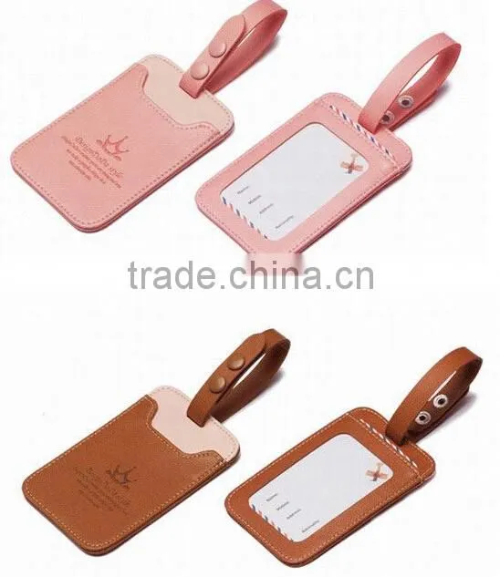 custom made debossed logo leather luggage tag/high quality pu leather luggage tag/leather luggage tag