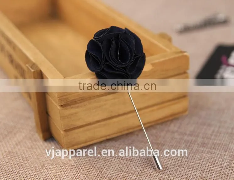 Handmade Fabric Lapel Flower Brooch Boutonniere Tuxedo Stick