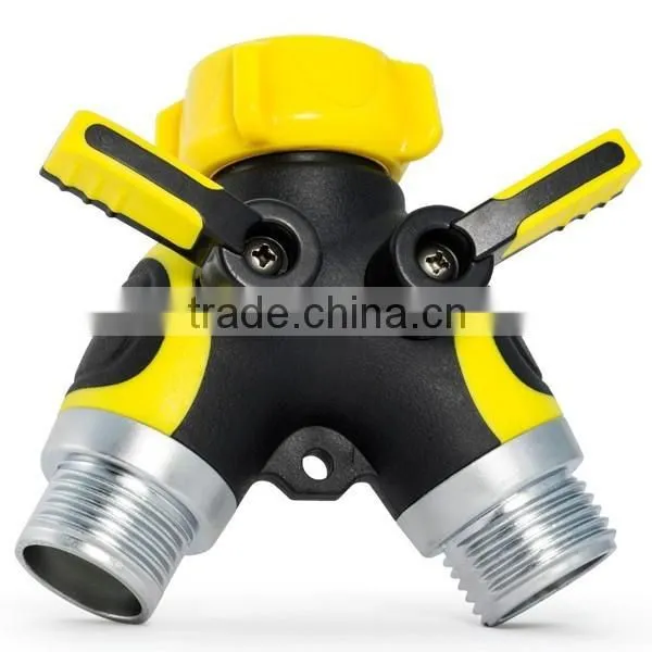 4 Way Garden Hose Connector| Hose to Hose Arthritis Friendly Watering Splitter, Leak Free