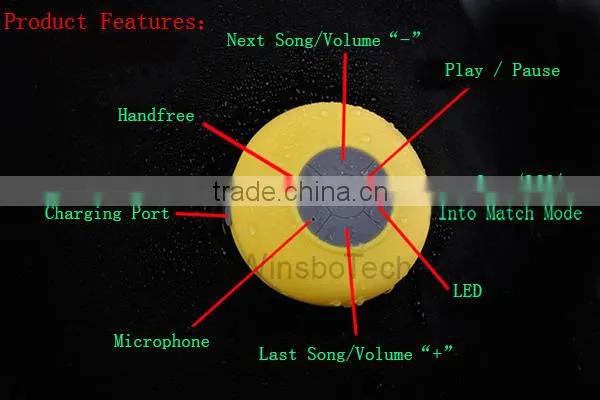 Cheap waterproof bluetooth wireless speaker, mini waterproof wireless bluetooth speaker with suction cup