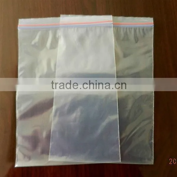 Zip lock plastic packaging bag