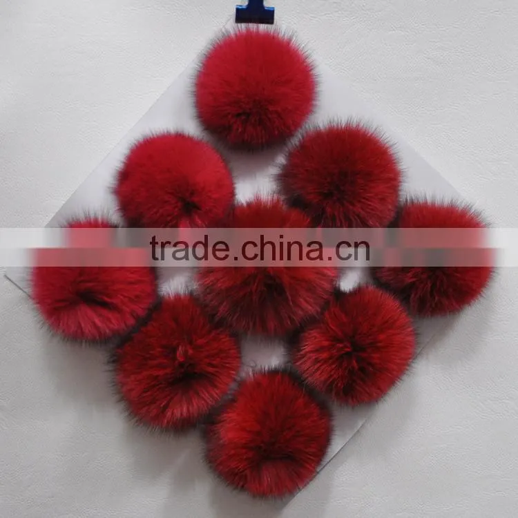 Alibaba China Factory Price Fox Fur Ball Keychain / Fluffy Fox Fur Pompon