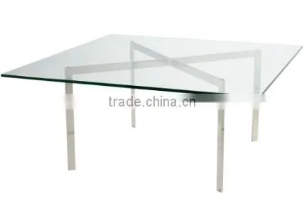 Living room furniture square top glass coffee table/Furniture living room glass top with metal leg table