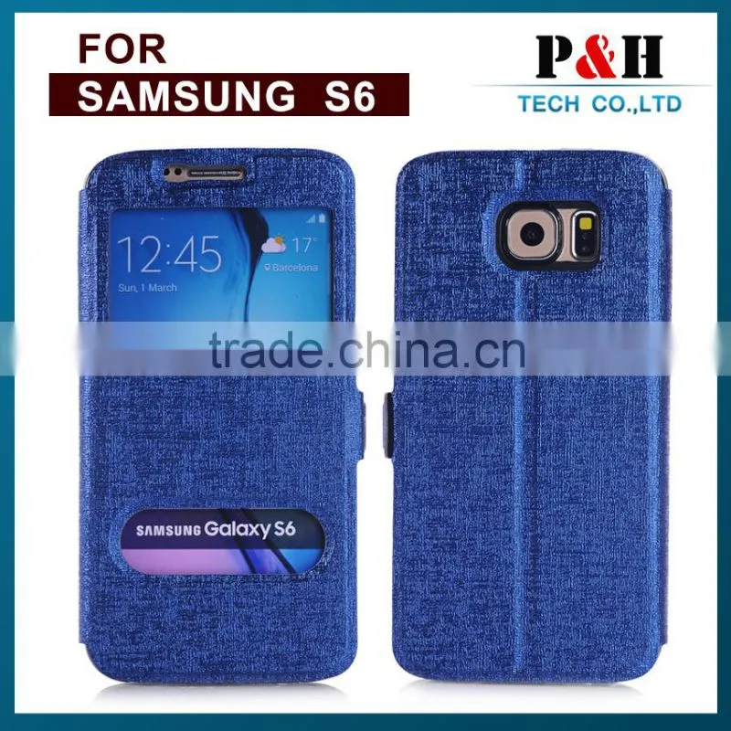 For samsung galaxy s6 , high quality litchi pattern PU leather folio case for samsung galaxy s6