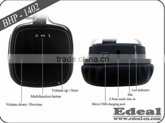 Metal Professional customize Wireless Bluetooth headphone with mic / bluetooth earphone For cell phone ,BSCI supplier