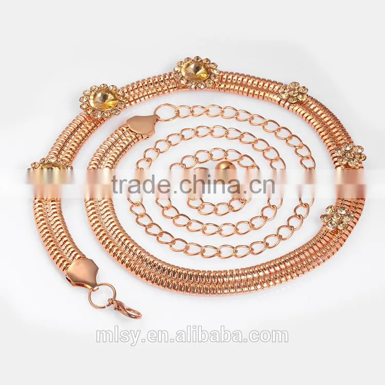 Fancy populor crystal handmade rhinestone gold chain