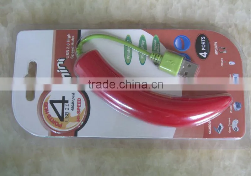 Eggplant Pepper Corn USB 2.0 HUB 4 Port High Speed Splitter Adapter Cable For PC