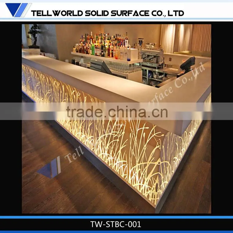 modern LED bar counter, acrylic solid surface for restaurant