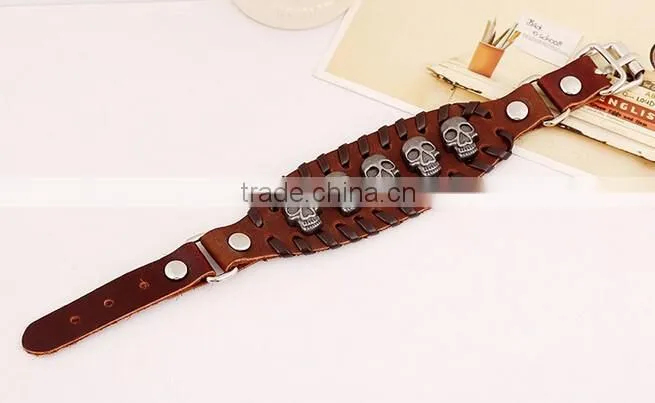 Letter Bracelet Wristband Cuff Real Leather Bracelet For Men Women