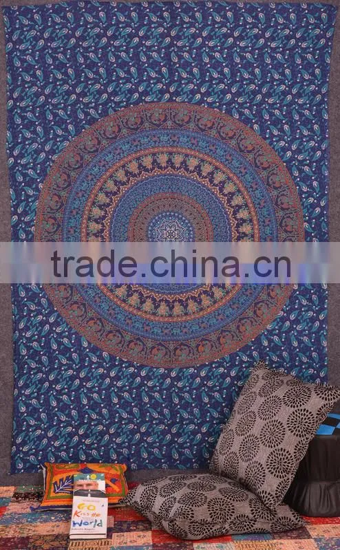 Hippie Mandala Block Printed Tapestry Wall Decor Throw Table Cover 100% Cotton Bedspread Indian Jaipur Manufacturer & Wholesaler