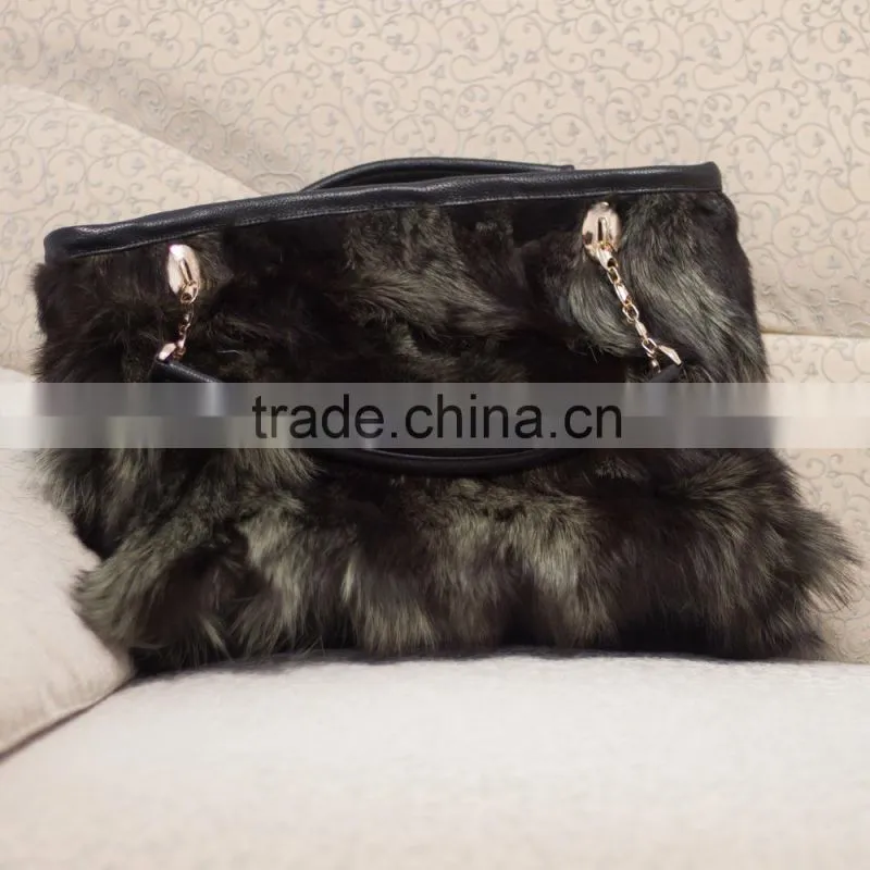 2015 hign quality fox fur bags handbag for young girls